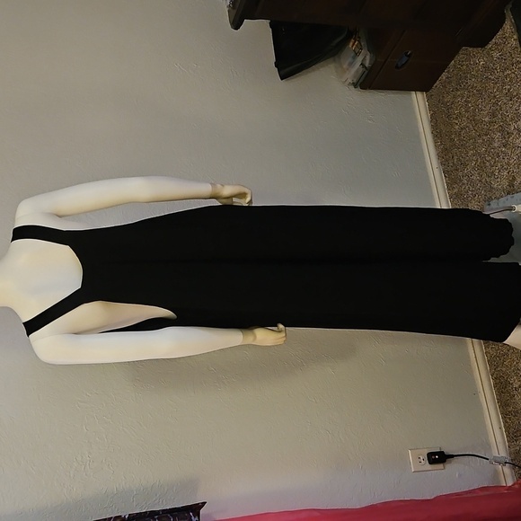 Vtg DACESLON Oversized Baggy Linen Blend Wide Leg Black Overall Jumpsuit - Picture 8 of 12